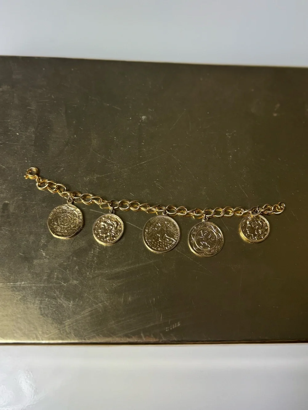 Gold Coin Charm Link Bracelet - Women Jewelry - Picture 11 of 13